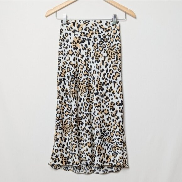 BABATON Only Slip Satin Midi Skirt Leopard 00 Aritzia - Picture 7 of 12